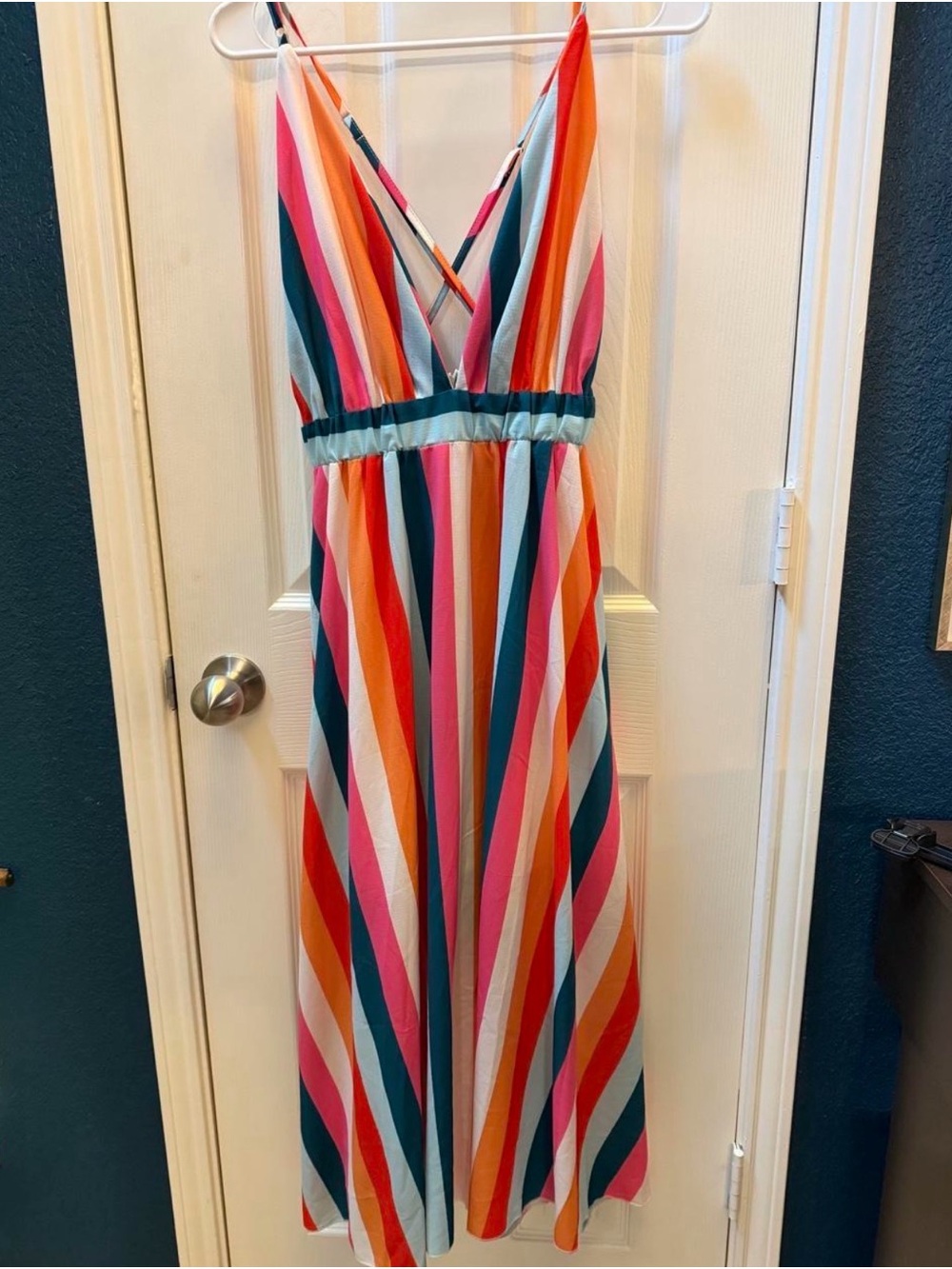 Colorful Striped V-Neck Sundress size S